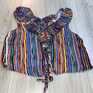 Willow and root willow & root striped shirt top yellow blue black